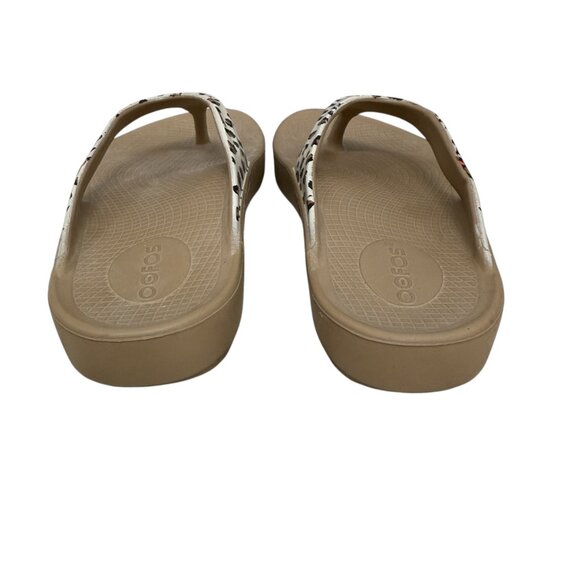 OOFOS Women's OOlala Limited Thong Sandals Flip Flop in Leopard Flora size 9 - Picture 4 of 10